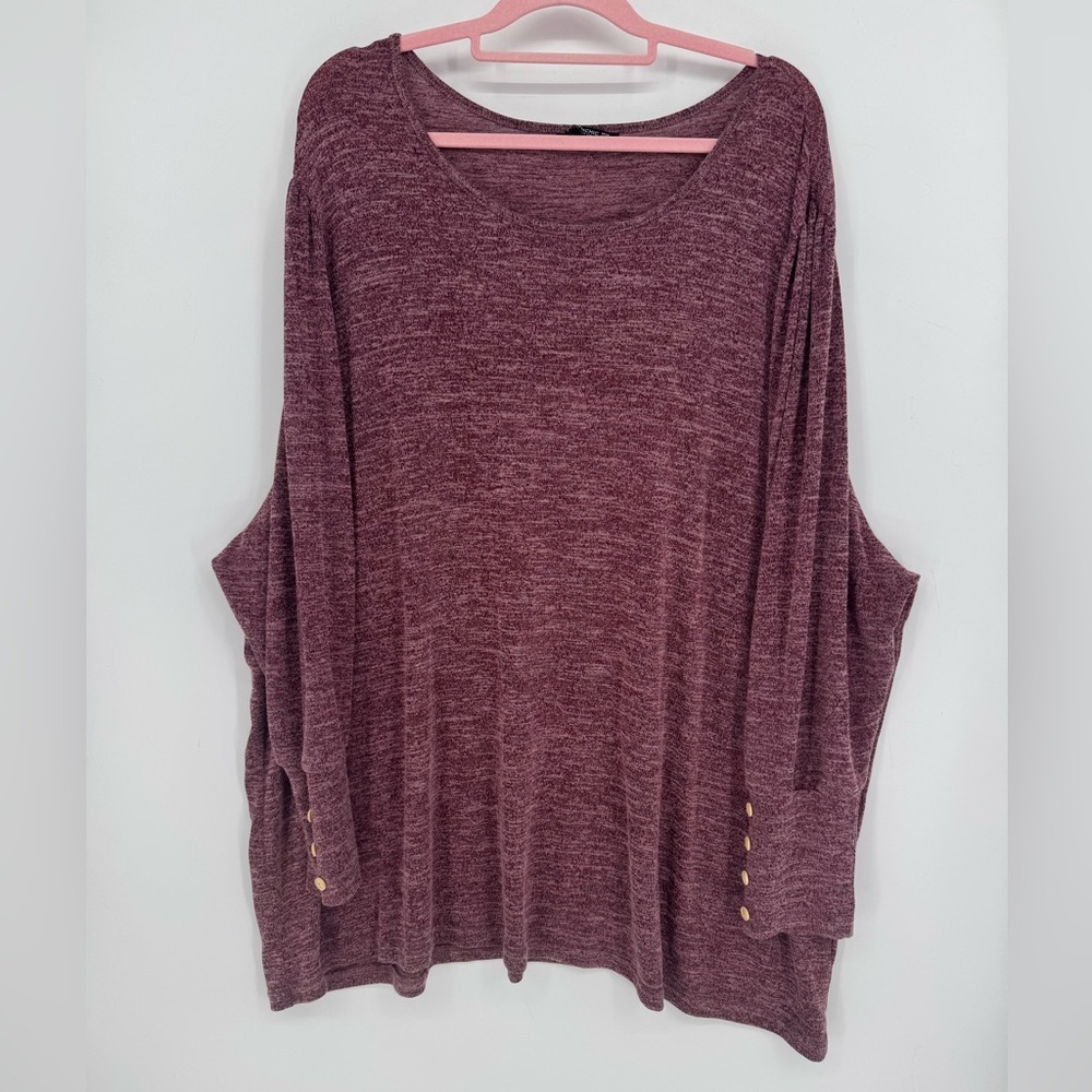 BloomChic Burgundy Long Sleeve Top With Button Sleeve Details Plus Size 28 (5X)
